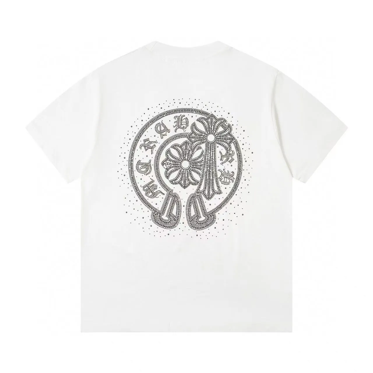 🅿️190 ChromeHearts/Chrome Hearts 25ss round neck T-shirt Original fabric Official same style Short-sleeved T-shirt Customized 260g same vat dyed fabric Very comfortable to the touch Latest brick cabinet synchronization for spring and summer Fashionable and individual Super versatile and good-looking Very suitable for both men and women A must-have style Hang tag Collar label Washed wheat Complete with three standards Color: Black White Size: XS-L